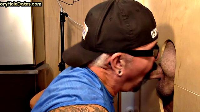 Cum loving DILF sucks hard white rod at home