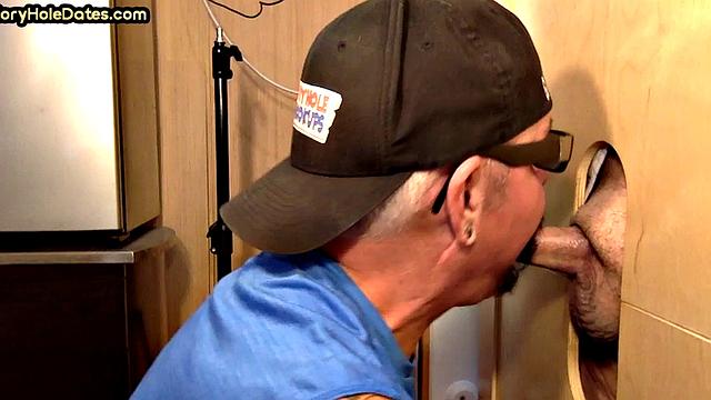 Cum loving DILF sucks hard white rod at home