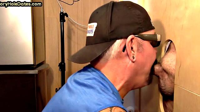 Cum loving DILF sucks hard white rod at home