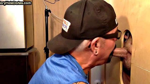 Cum loving DILF sucks hard white rod at home