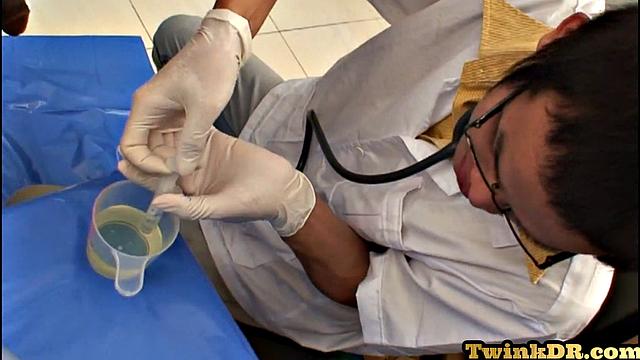 Skinny asian analpounding patient