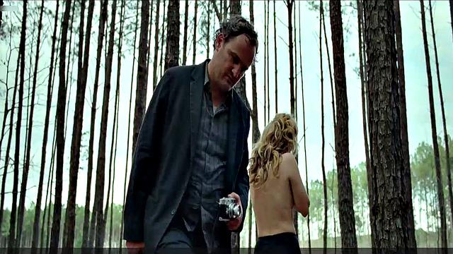 Blonde celebrity Riley Keough gets naughty in public with a topless bra-clad scene