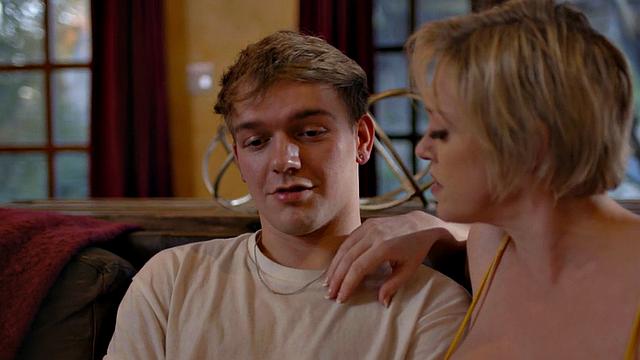 Big-titted stepmom bouncing on cock