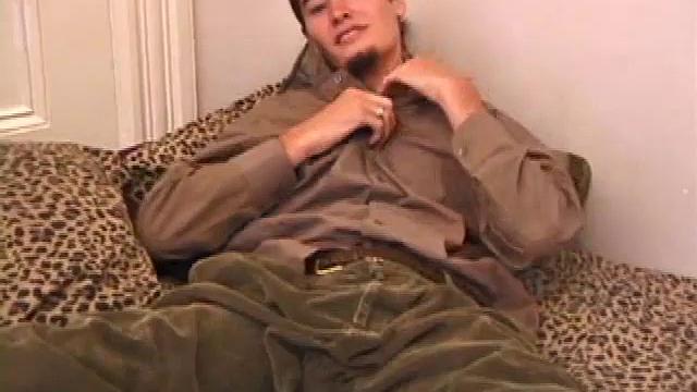 Lex is a straight boy, but he got really turned on watching another guy beat off, so he jumped at the chance to do the same on camera. He leans back, lets his mind wander, and before long has a nice stiff one between his legs.