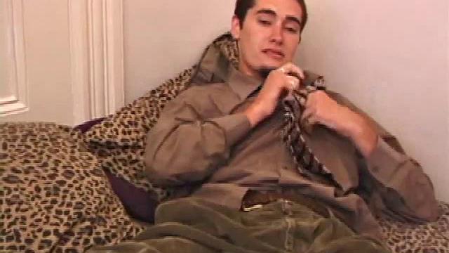 Lex is a straight boy, but he got really turned on watching another guy beat off, so he jumped at the chance to do the same on camera. He leans back, lets his mind wander, and before long has a nice stiff one between his legs.