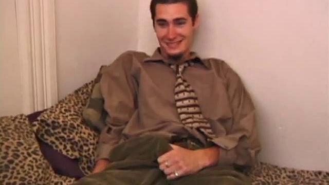 Lex is a straight boy, but he got really turned on watching another guy beat off, so he jumped at the chance to do the same on camera. He leans back, lets his mind wander, and before long has a nice stiff one between his legs.