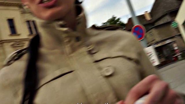 Brunette amateur gets outdoors and gives a hot blowjob