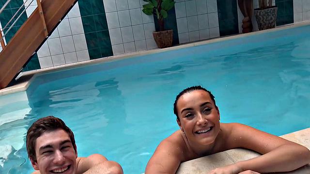HUNT4K. Swimming pool is a nice place for a guy to fuck GF for cash