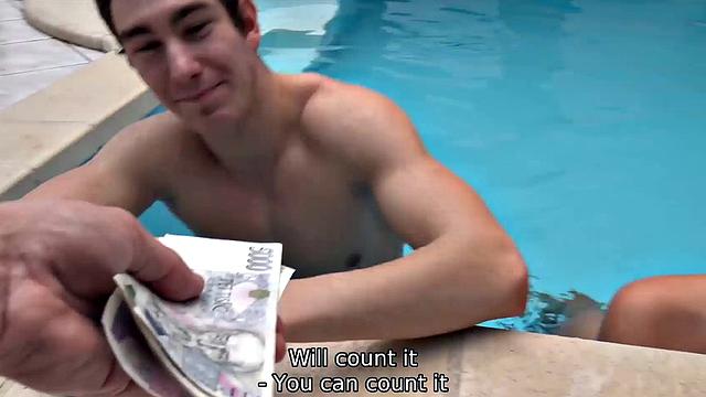 HUNT4K. Swimming pool is a nice place for a guy to fuck GF for cash