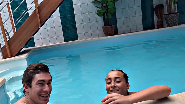 HUNT4K. Swimming pool is a nice place for a guy to fuck GF for cash