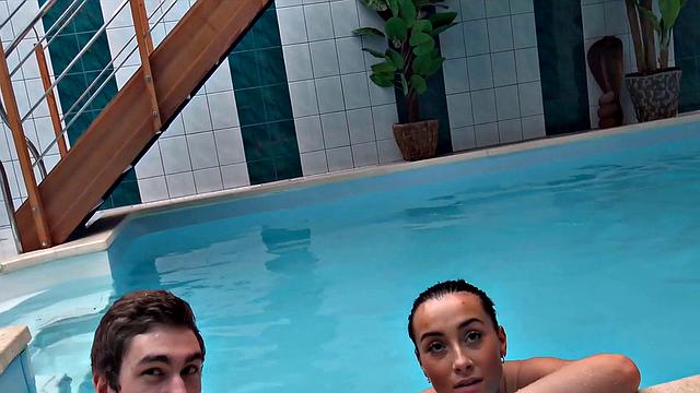 HUNT4K. Swimming pool is a nice place for a guy to fuck GF for cash
