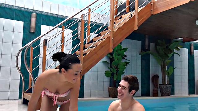 HUNT4K. Swimming pool is a nice place for a guy to fuck GF for cash