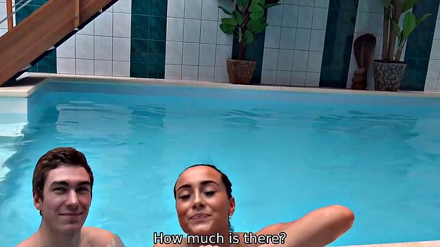 HUNT4K. Swimming pool is a nice place for a guy to fuck GF for cash