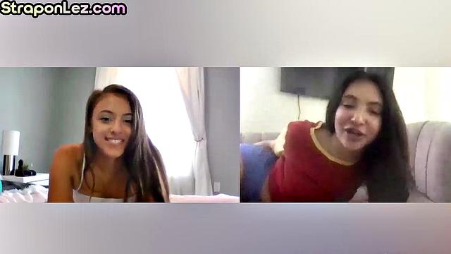 Oiled up lez play with anal toys on webcam