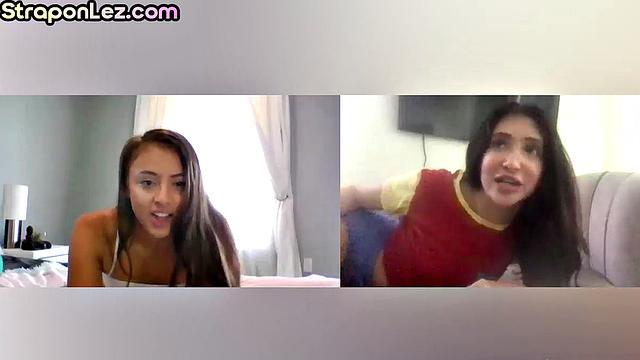 Oiled up lez play with anal toys on webcam