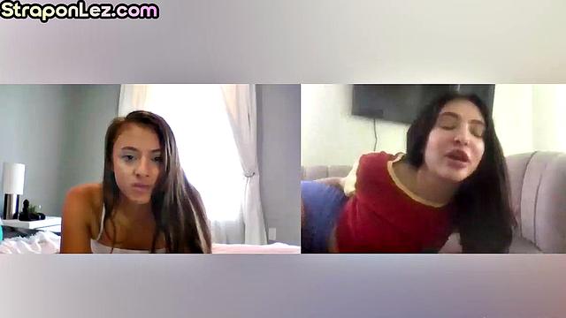 Oiled up lez play with anal toys on webcam