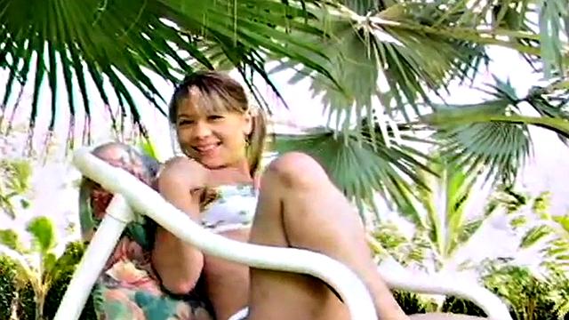 Little Bree masturbating outdoors in garden