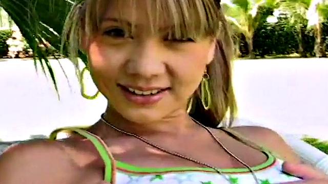 Little Bree masturbating outdoors in garden