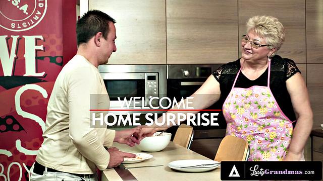 LUSTY GRANDMAS - Astrid Sucks Big Cock Then Gets Pounded Doggystyle