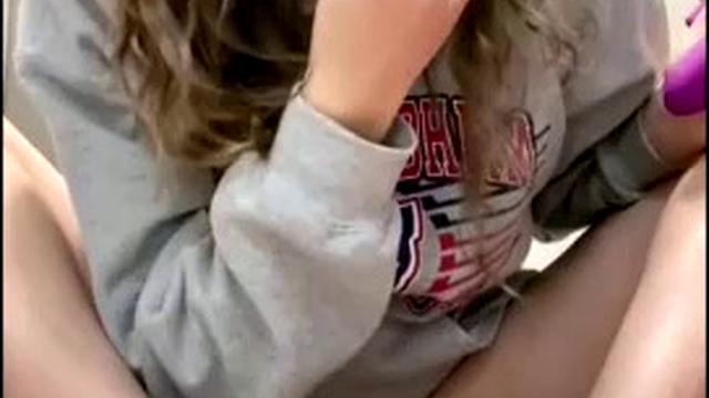 Blonde intensely masturbates with a dildo