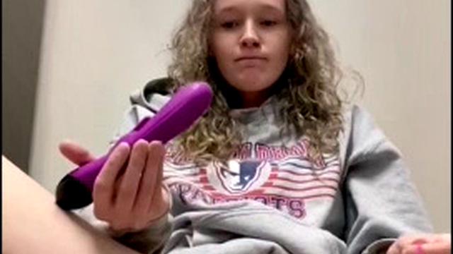 Blonde intensely masturbates with a dildo