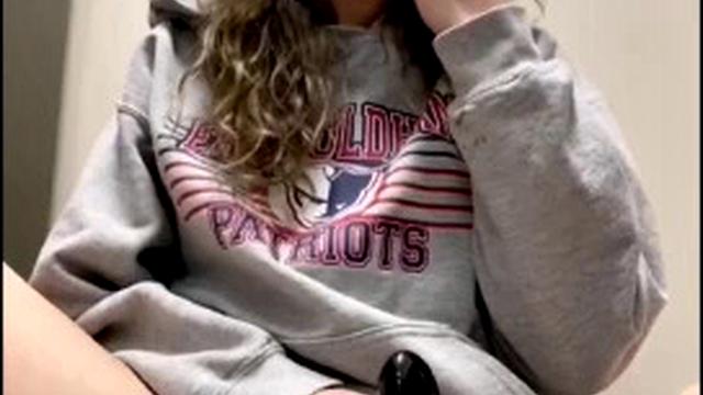 Blonde intensely masturbates with a dildo