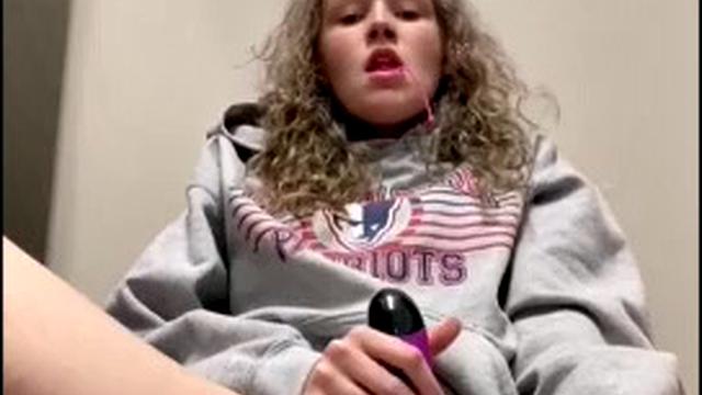 Blonde intensely masturbates with a dildo