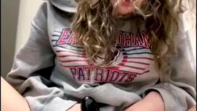 Blonde intensely masturbates with a dildo