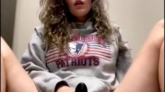 Blonde intensely masturbates with a dildo