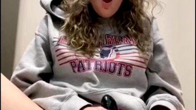 Blonde intensely masturbates with a dildo