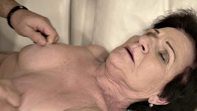 Kinky tattooed granny rides thick cock in intense missionary fuck