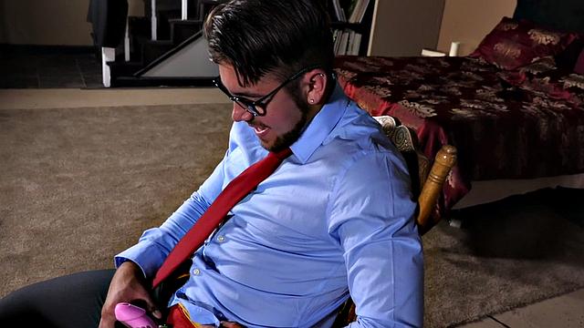 Mesmerized jock released from cage and barebacked