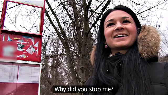 Brunette amateur enjoys deepthroating & getting fucked outdoors