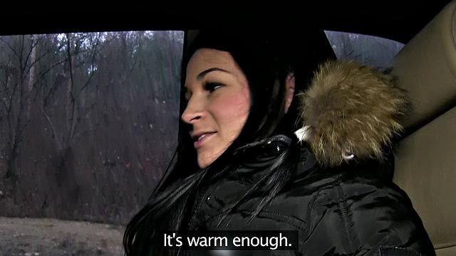 Brunette amateur enjoys deepthroating & getting fucked outdoors