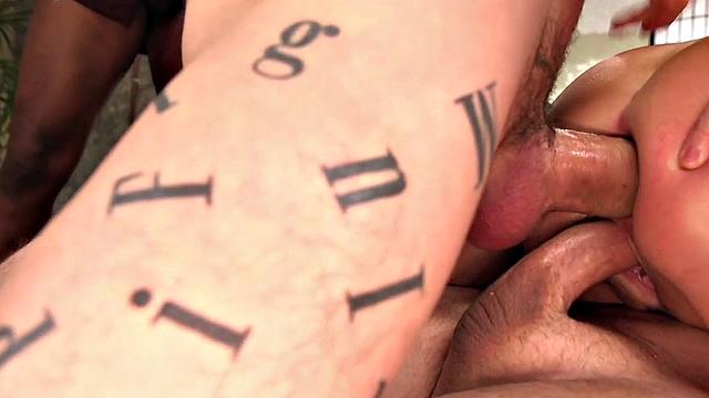 IR DP MILF with big boobs gangbanged in her both holes