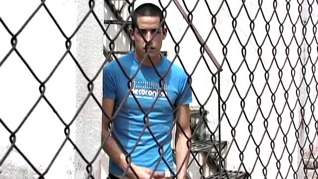 Carlos spots Anguel beating off to a porn magazine and decides to join him. Seated next to each other, with pants off and cocks hard, it isn't long before the magazine is no longer required.