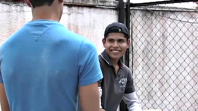 Carlos spots Anguel beating off to a porn magazine and decides to join him. Seated next to each other, with pants off and cocks hard, it isn't long before the magazine is no longer required.