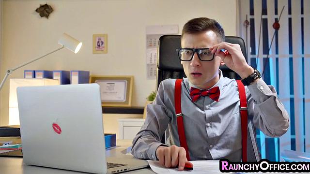 Classy office slut cockriding boss