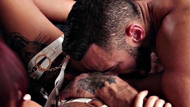 Inked busty babe fucked passionately after fingering