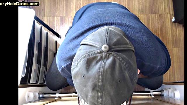 Gloryhole DILF with glasses sucks BFs cock at home