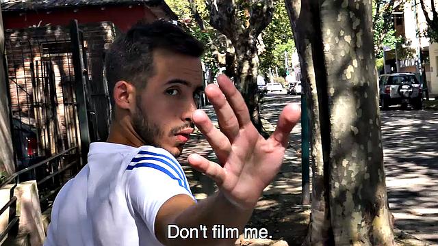 Straight Latin stud seduced by cash, strokes and takes raw cock for the first time on camera