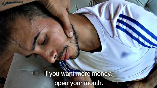 Straight Latin stud seduced by cash, strokes and takes raw cock for the first time on camera