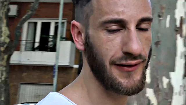 Straight Latin stud seduced by cash, strokes and takes raw cock for the first time on camera