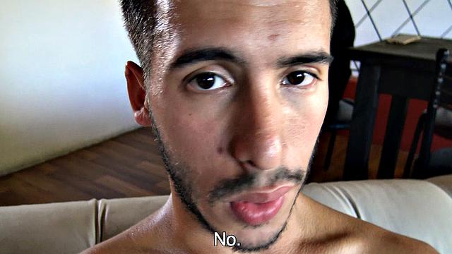 Straight Latin stud seduced by cash, strokes and takes raw cock for the first time on camera