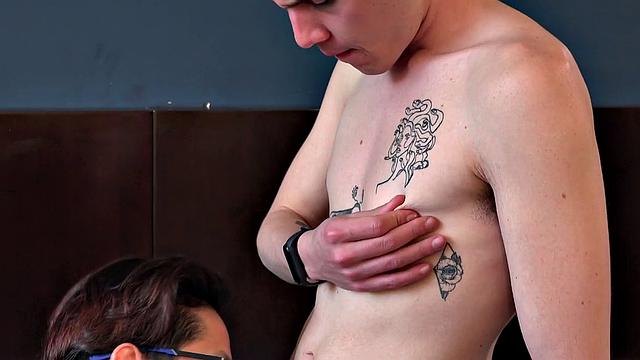 Mark finds super skinny Ivan naked in bed and begging to get laid. After playing with the boy's, Mark gets naked and Ivan goes down on his big dick. Once he has his top boned up, Ivan hops on for a raw ride.