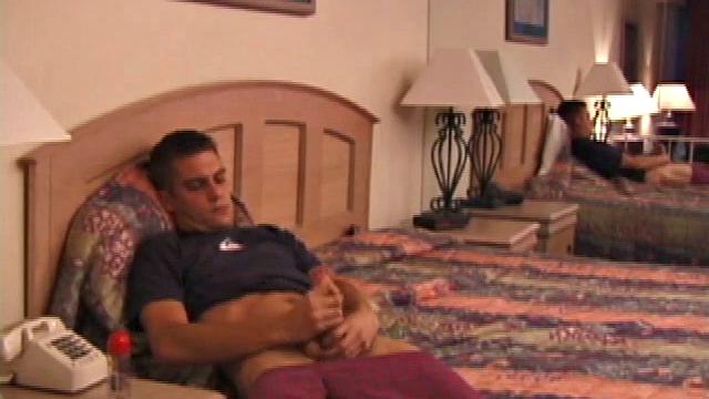 Rick releases his over-sized dick from his jeans. Then he stands in front of a mirror and lubes up. With jeans around his ankles, Rick pulls off the shirt, confirming he's still working out.