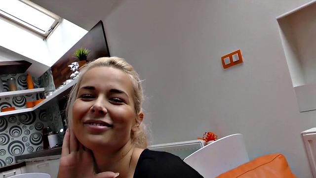 HUNT4K. Blonde has sex with rich hunter who helps her financially