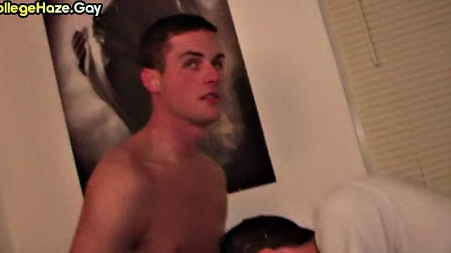 Str8 3some fucked in front of voyeurs in dormitory for fraternity