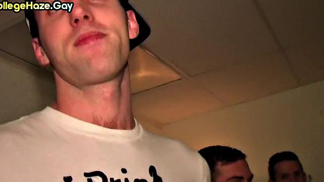 Str8 3some fucked in front of voyeurs in dormitory for fraternity