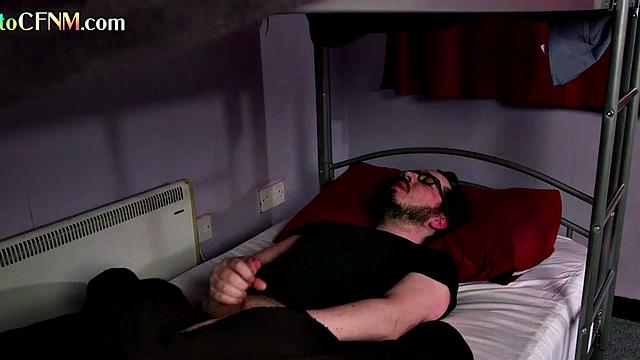 CFNM roommates give threesome BJ in dormitory to lucky guy